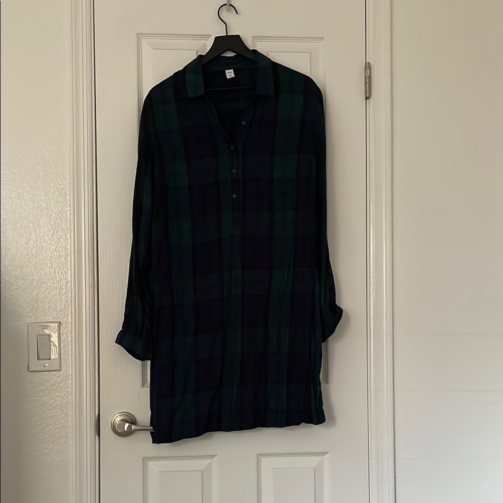 Plaid Long Sleeve Shirt Dress